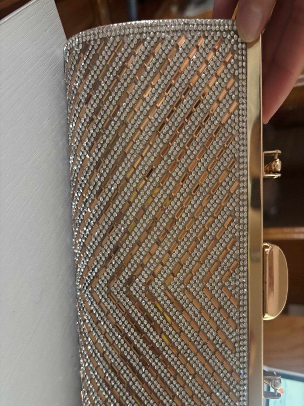 Gold Rhinestone Clutch Evening Bag Wedding Prom Purs